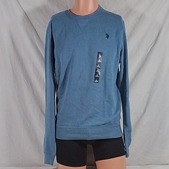 Men's U.S. Polo Assn. Crew Neck Sweatshirt - Cadet Heather Blue - M - NWT - Picture 1 of 4